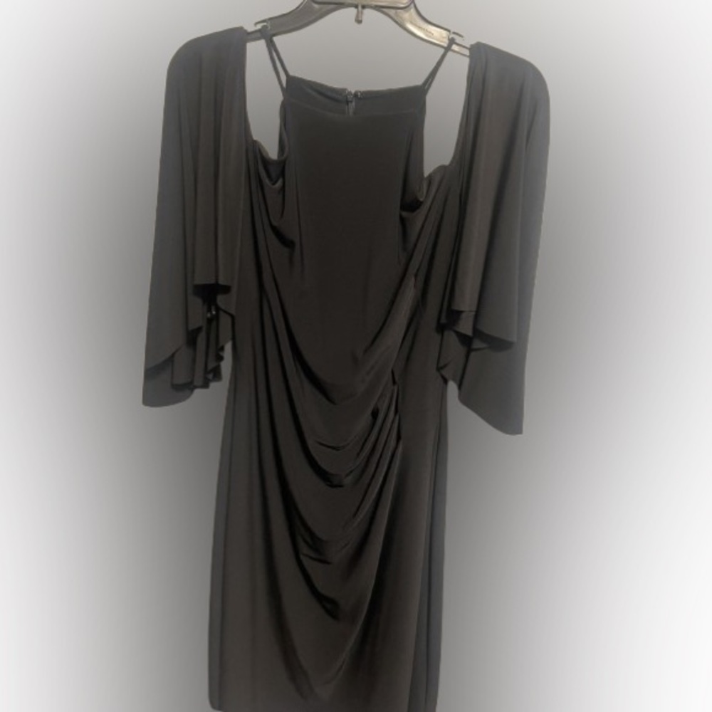 Lauren Ralph Lauren Black Ruched Off-the-Shoulder Midi Dress